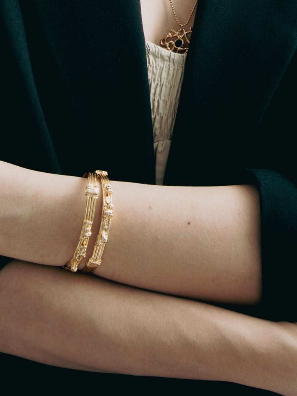 Cuff Bracelet, Open Bangle, Minimalist Bracelet, Bamboo Inspired Jewelry